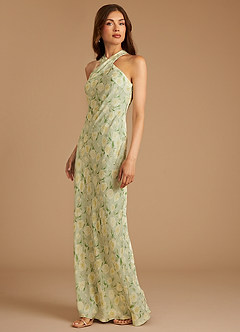 Azazie Doretta Robes de demoiselle d'honneur Robe Sirène en Floral Rêveur Plissée Sauge Rêveuse Florale image4