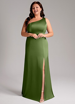 Azazie Phaedra Bridesmaid Dresses Juniper A-Line One Shoulder Stretch Satin Dress image6