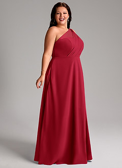 Azazie Phaedra Bridesmaid Dresses Scarlet A-Line One Shoulder Chiffon Dress image9