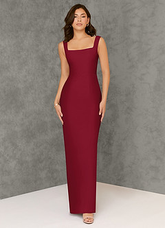 Azazie Flori Bridesmaid Dresses Burgundy Sheath Square Neckline Chiffon Dress image1