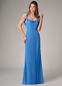 Azazie Callie Bridesmaid Dresses Blue Jay Mermaid Side Slit Chiffon Convertible Dress image3