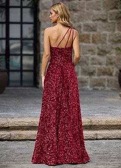Opulent Burgundy Velvet Sequins Prom Dress image6