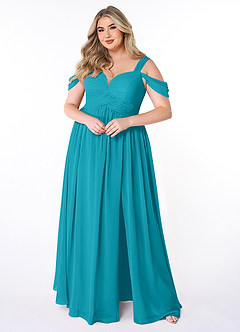Azazie Lianne Bridesmaid Dresses Jade A-Line Off the Shoulder Chiffon Dress image7