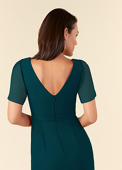 Azazie Marianne Mother of the Bride Dresses Pine Sheath V-Neck Pleated Chiffon Dress image6