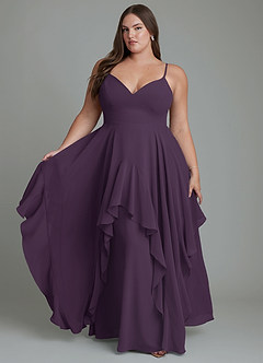 Azazie Zaina Bridesmaid Dresses Plum A-Line Chiffon Dress image7