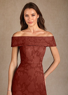 Azazie Medford Kleider für die Brautmutter A-Linie Schulterfrei Blumen-Burnout Kleid Terrakotta image6
