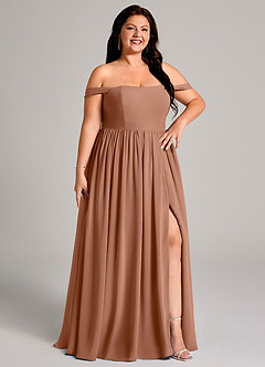 Azazie Calianna Bridesmaid Dresses Bronzer A-Line Off the Shoulder Chiffon Convertible Dress image13