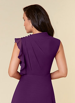 Azazie Narine Mother of the Bride Dresses Grape A-Line High Neckline Pleated Chiffon Dress image7