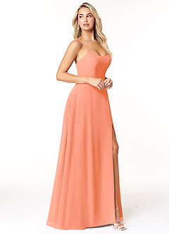 Azazie Moira Brautjungfernkleider A-Linie Schaufel Chiffon Kleid Sonnenuntergang image4