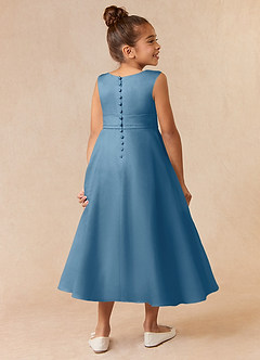Azazie Lindy Final Sale Agave A-Line Pleated Matte Satin Dress image6