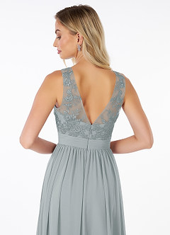 Azazie Mea Final Sale Dolphin Grey A-Line Lace Chiffon Dress image6