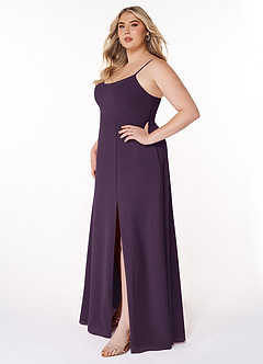Azazie Moira Bridesmaid Dresses Plum A-Line Scoop Chiffon Dress image10