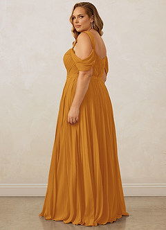 Christian Siriano Bridal for Azazie 1013 Bridesmaid Dresses Butterscotch A-Line Off the Shoulder Chiffon Dress image15