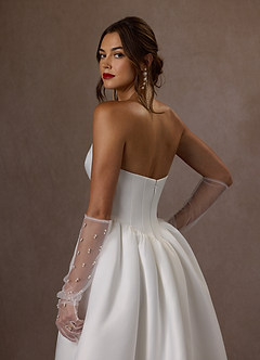 Azazie Kamira Wedding Dresses Diamond White Ball-Gown Strapless Satin Dress image8