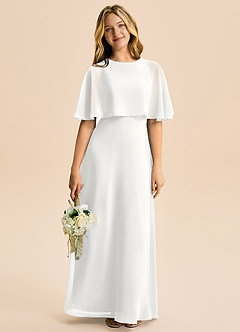 Azazie Maris Junior White A-Line Chiffon Dress image5