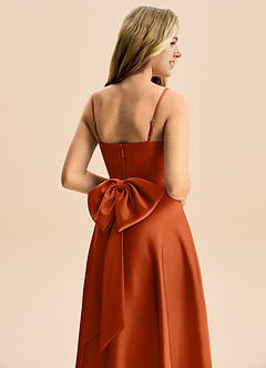 Azazie Rumi Junior Linia A Pofałdowany Satyna elastyczna Długość podłogi Młodsza druhna Sukienka image6