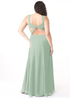 Azazie Nahrin Final Sale Agave A-Line V-Neck Pleated Chiffon Dress image8