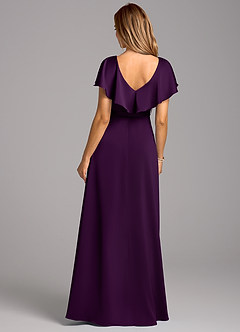 Azazie Lainey Robes de demoiselle d'honneur Robe Trapèze en Satin extensible avec poches Grain De Raisin image2