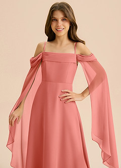 Azazie Moana Junior Linia A Pofałdowany Szyfon Długość podłogi Młodsza druhna Sukienka image7