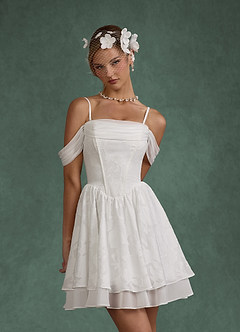 Azazie Rosemary Abiti da Sposa Abito A-Line in Floral Burnout Spalle Scoperte Bianco Diamante image7