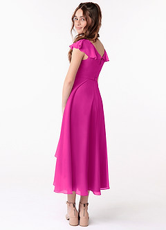 Azazie Posie Junior A-Linie Gestreift Chiffon Kleid Fuchsia image4