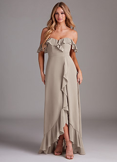 Azazie Lyra Bridesmaid Dresses Frost A-Line Chiffon Convertible Dress image1