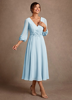 Azazie Ana Suknie dla Matki Panny Młodej Linia A Koronka Szyfon Długość herbaty Sukienka image2