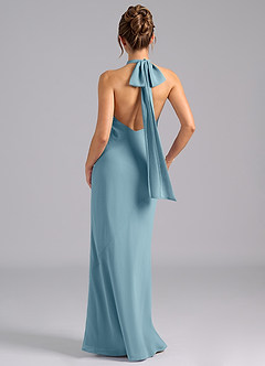 Azazie Velli Bridesmaid Dresses Moody Blue Mermaid Bow Chiffon Dress image2
