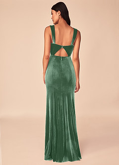 Azazie Lanessa Bridesmaid Dresses Eucalyptus Mermaid V-Neck Keyhole Back Velvet Dress image2