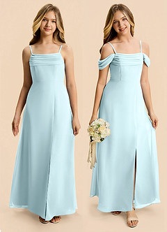 Azazie Lilly Junior Cloud Blue A-Line Pleated Chiffon Dress image1