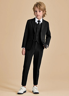 front Oliver Boys Black 5-Piece Suit