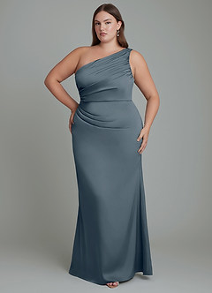Azazie Akilah Bridesmaid Dresses Twilight Mermaid One Shoulder Stretch Satin Dress image8