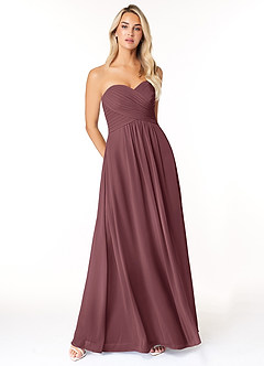 Azazie Yazmin Bridesmaid Dresses Sangria A-Line Sweetheart Neckline Chiffon Convertible Dress image1