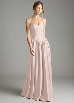 Azazie Evadina Suknie dla druhen Linia A Gorset Satyna elastyczna Do ziemi Sukienka image1