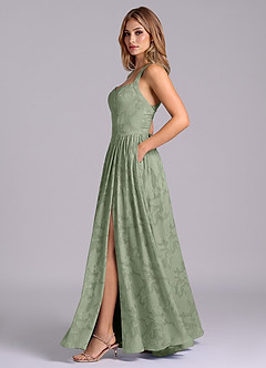 Azazie Francis Bridesmaid Dresses Agave A-Line Corset Floral Burnout Dress image3