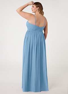 Azazie Alia Abiti da Damigella Abito A-Line in Chiffon Plissettato Blu Acciaio image9