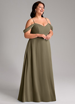 Azazie Marley Bridesmaid Dresses Willow Green A-Line Off the Shoulder Chiffon Convertible Dress image15