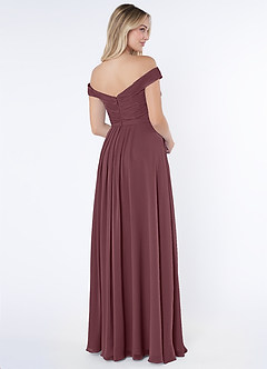 Azazie Audrianna Bridesmaid Dresses Sangria A-Line Off-The-Shoulder Gathered Chiffon Convertible Dress image4