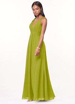 Azazie Maren Bridesmaid Dresses Lemongrass A-Line Pleated Chiffon Dress image3