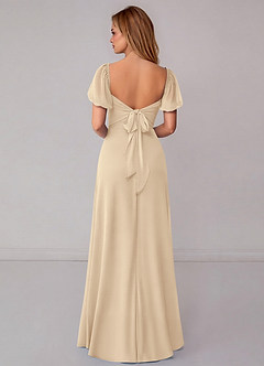 Azazie Fatima Bridesmaid Dresses Champagne A-Line with Pockets Chiffon Dress image5