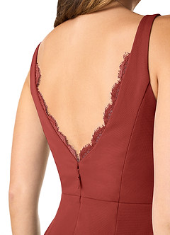 Azazie Verami Bridesmaid Dresses Terracotta Mermaid Lace Mesh Dress image5