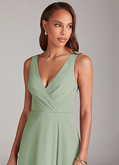 Azazie Nelly Bridesmaid Dresses Dusty Sage A-Line Pleated Chiffon Dress image6