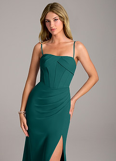Azazie Chantel Bridesmaid Dresses Peacock Sheath Strapless Chiffon Convertible Dress image2