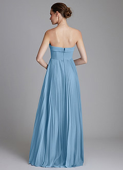 Azazie Mariana Abiti da Damigella Abito A-Line in Chiffon Senza Cinturino Blu Acciaio image7