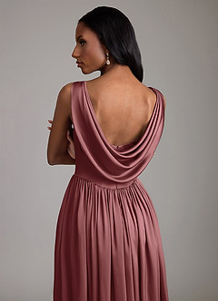 Azazie Novi Bridesmaid Dresses Amethyst A-Line with Pockets Stretch Satin Dress image4