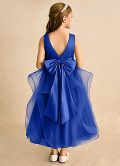 Azazie Vana Abiti da Ragazza di Fiori Abito Principessa in Tulle Fiocco Blu Reale image1