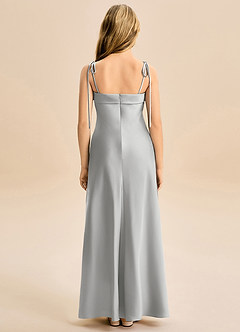 Azazie Willa Junior Silver A-Line Bow Stretch Satin Dress image6