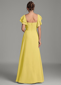 Azazie Dacia Bridesmaid Dresses Canary A-Line Ruched Chiffon Dress image5