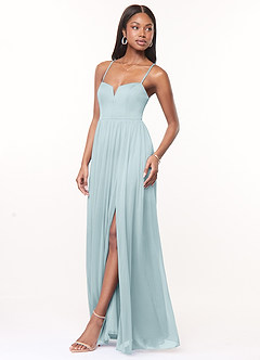 Azazie Marsol Bridesmaid Dresses Mist A-Line Corset Mesh Dress image3