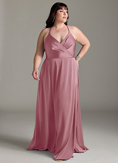 Azazie Davis Bridesmaid Dresses Vintage Mauve A-Line Pleated Stretch Satin Dress image7